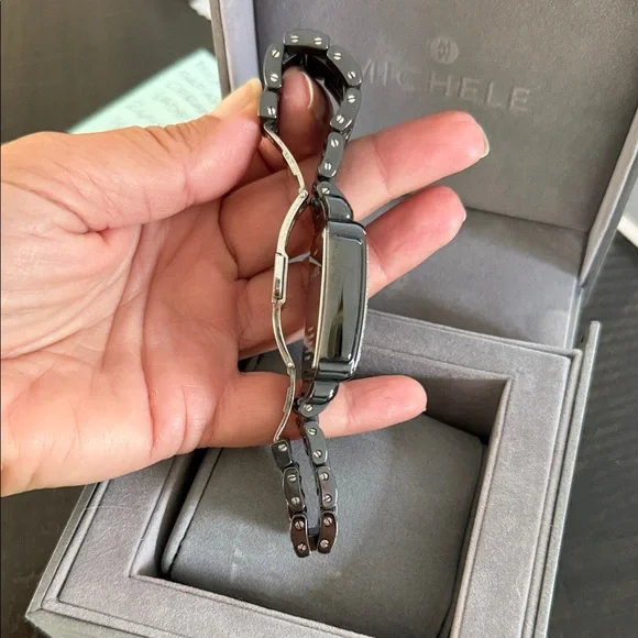 Michele Deco Zebra Ceramic Black and Silver  Chronograph Watch With Diamonds - Picture 5 of 9